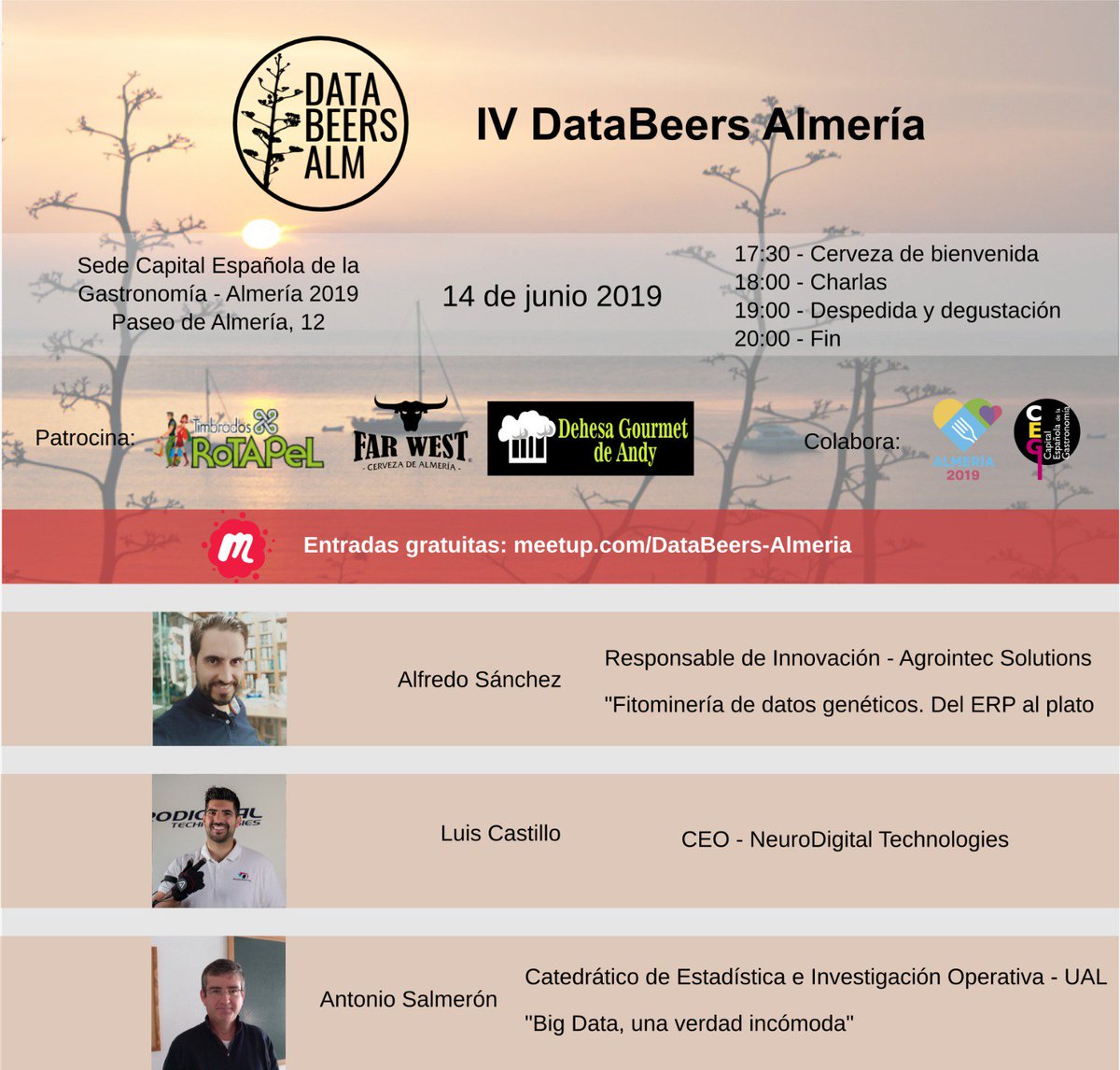 Como os hemos ido anunciado este viernes tenemos el #IVDataBeersAlm en la sede de @Almeria2019, sitio TOP con ponentes TOP! Esta vez tendremos una pequeña degustación tras el evento por 6€, totalmente opcional.
Gracias como siempre a. <a href="/BolsasRotapel/">@rotapel</a> #CervezasFarWest