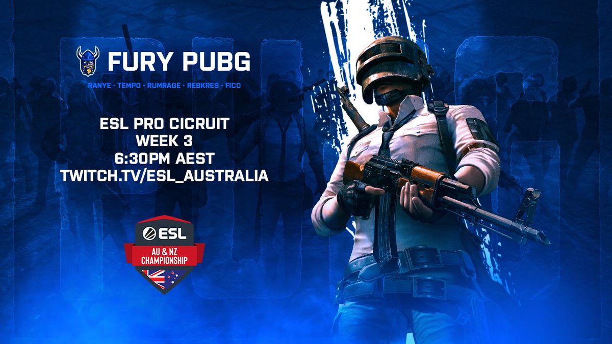 FURY_Global's tweet photo. #PUBG

Once again we will be live this evening with more @ESLAustralia Pro Circuit. 

Last night was improved on last week but we crave Top 8! 

⏰ 6:30pm AEST
📺 https://t.co/0Trtq41AdP

#keepthefirealive | #FURYWins https://t.co/1pwyWOnqcq