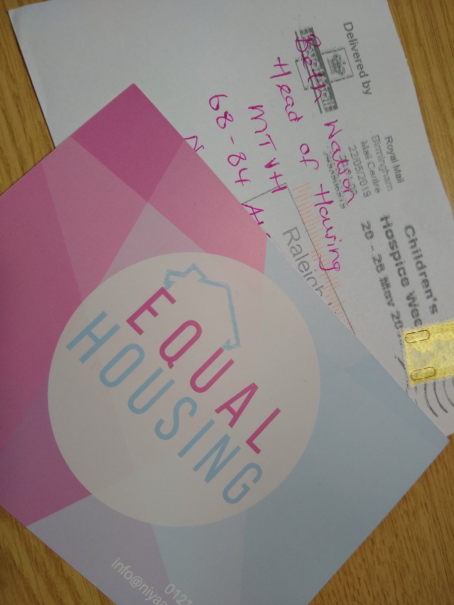 Ah, my #EqualHousing pledge card just arrived in the post! Thanks @NiyaaPeople - great reminder of the big issues we need to tackle in #ukhousing 👍