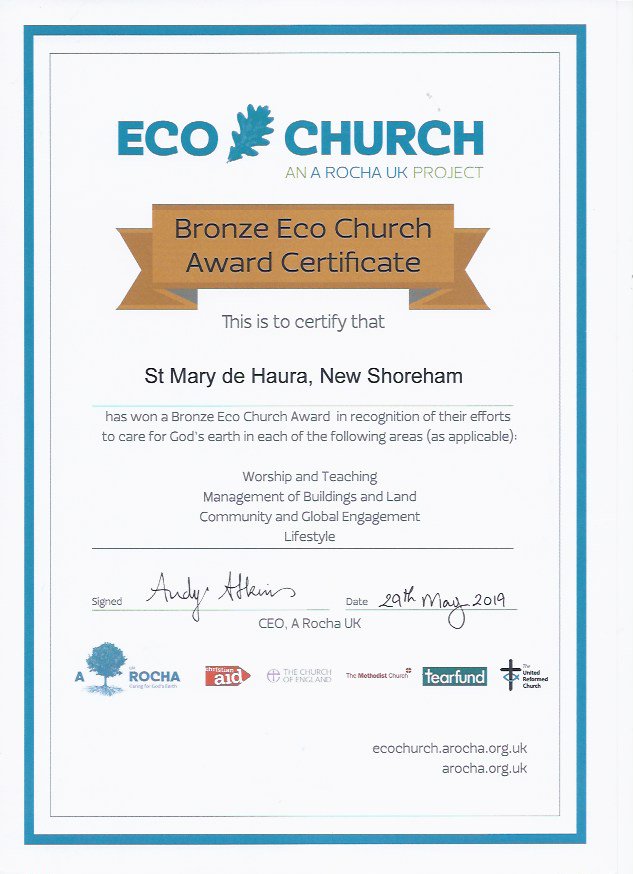 stmarydehaura's tweet photo. In recognition of its efforts to care for God's earth through its worship &amp; teaching, management of buildings &amp; land, community &amp; global engagement,&amp; lifestyle @stmarydehaura #Shoreham @ChichesterDio
is an @ARochaUK #EcoChurch Bronze Award Winner! https://t.co/5OM0jft2vk https://t.co/HsyGCyLfMI