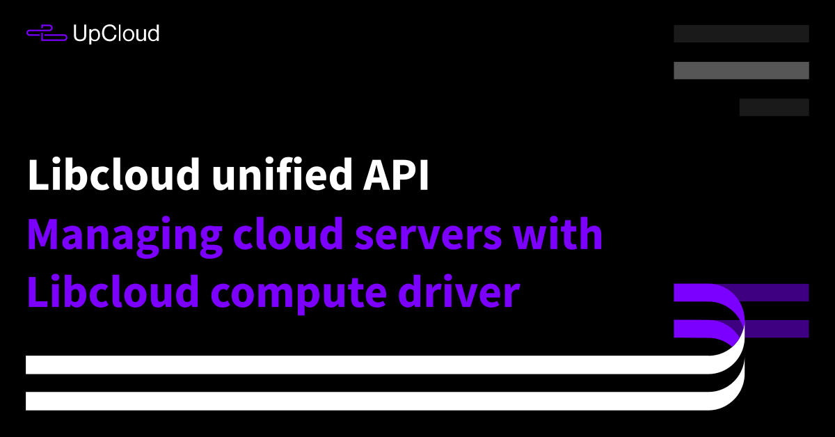 UpCloud's tweet photo. #APIs are awesome for managing #cloud servers!
However, multi-cloud applications can get complicated with different features and quirks. #Libcloud unifies cloud APIs to a single, easy to use, #Python library.
Get started with Libcloud driver @UpCloud https://t.co/Tc5SdfheX9 https://t.co/8gCycj0tjN