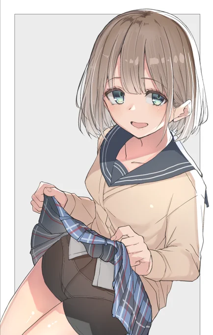 お願いしてみたら、「スパッツ履いてるしいいっすよ」ってスカートの中見せてくれる芹沢 