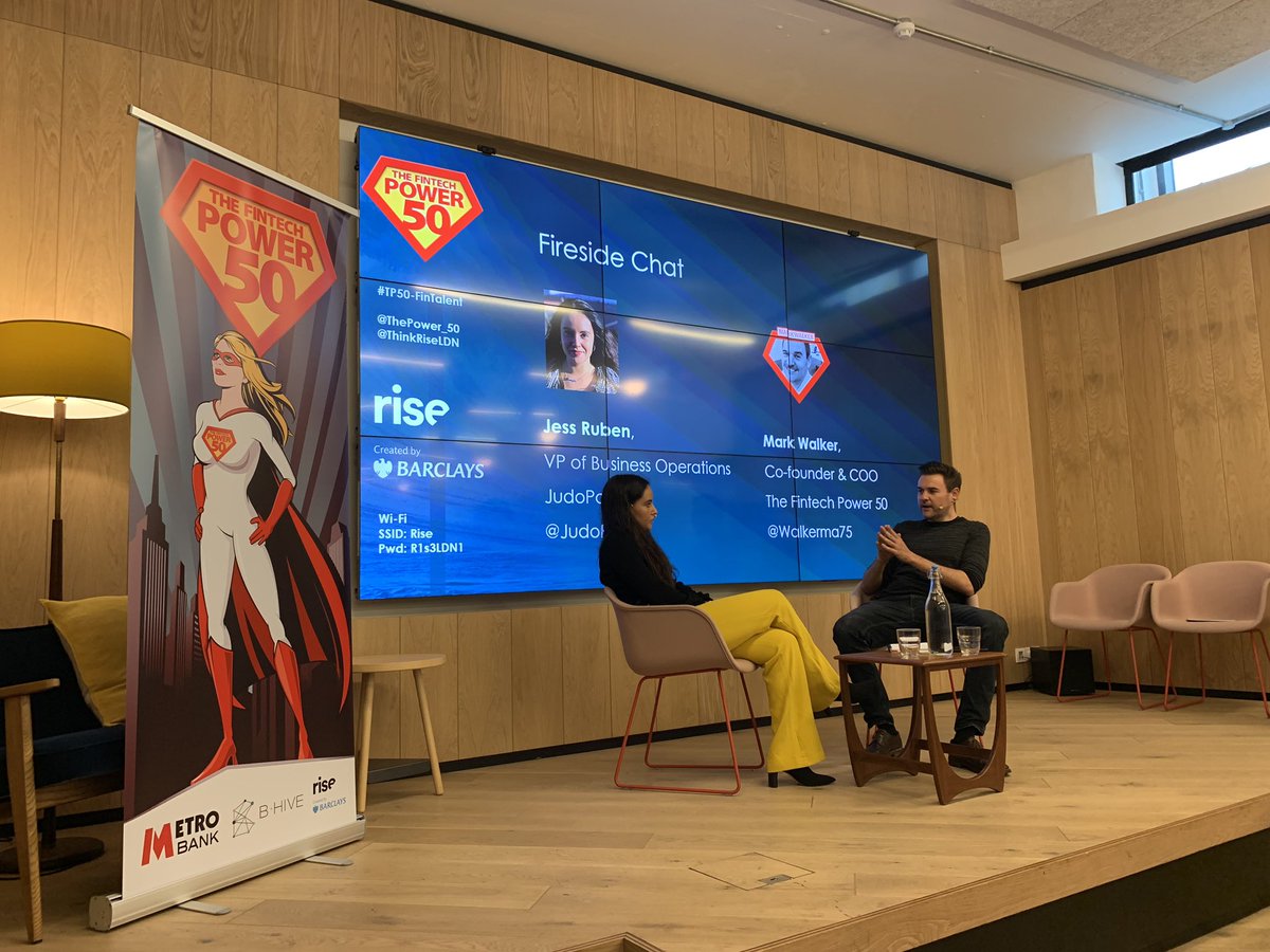 surensview's tweet photo. Kicking the day off with an early morning Fireside chat with @Judopay at The Fintech Power 50 @thepower_50 held at @ThinkRiseLDN!! #TP50 @walkerma75 https://t.co/QoNysPhEFz