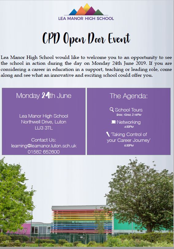 leamanorschool's tweet photo. 24th June 2019 - LMHS invites you to come &amp; see our school in action. Do you wish to pursue a career in education come along and see what an innovative and exciting school could offer you, to book a place at the 10.00AM tour please visit: https://t.co/FJ2ONgCPHs https://t.co/JTWYIxDJfV