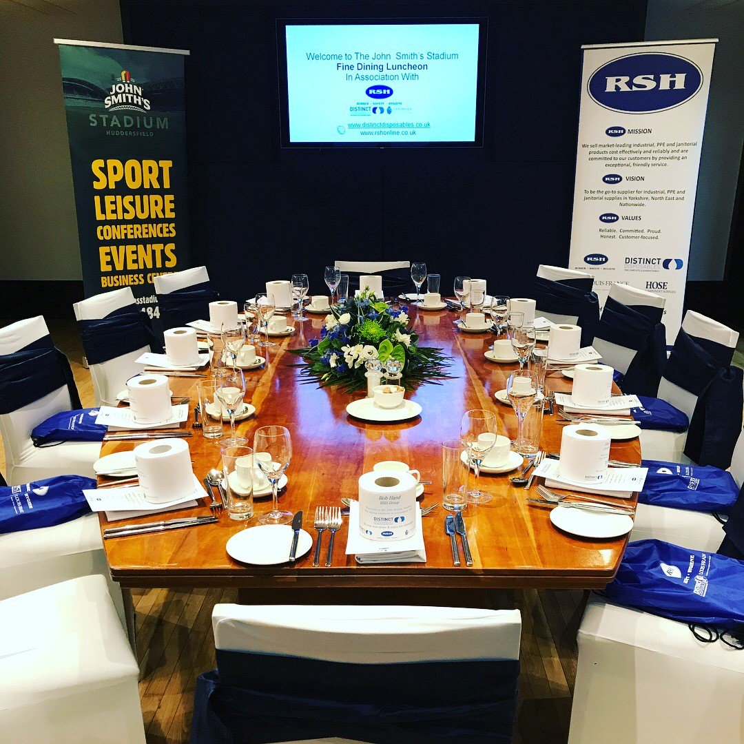 johnsmithstadia's tweet photo. A warm welcome to our #StadiumPartner @RshGroup who are hosting their #FineDining today in the @johnsmithstadia #Boardroom. This is a great event if you would like to say a thank you to your customers! #Sponsor #FineDining #Customers #JSS #Events #Huddersfield https://t.co/OxjlprOgTM