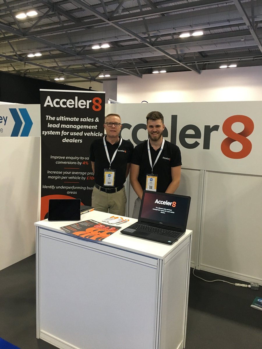 Acceler8UK's tweet photo. Good morning! We're all set-up at @CarDealerExpo Come pop by stand D13 and we can demonstrate how  #Acceler8  can optimise every lead coming into your independent dealership.  #CDX2019 @IMDA2017 https://t.co/ErGcfLazM3