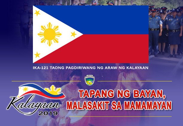IKA-121 TAONG PAGDIRIWANG NG ARAW NG KALAYAAN

"KALAYAAN 2019: Tapang ng Bayan, Malasakit sa Mamamayan"

#TapangngBayanMalasakitsaMamamayan
#TapangAtMalasakit
#Kalayaan2019
#PNPPATROLPLAN2030
 
facebook.com/RPCRD4A/photos…