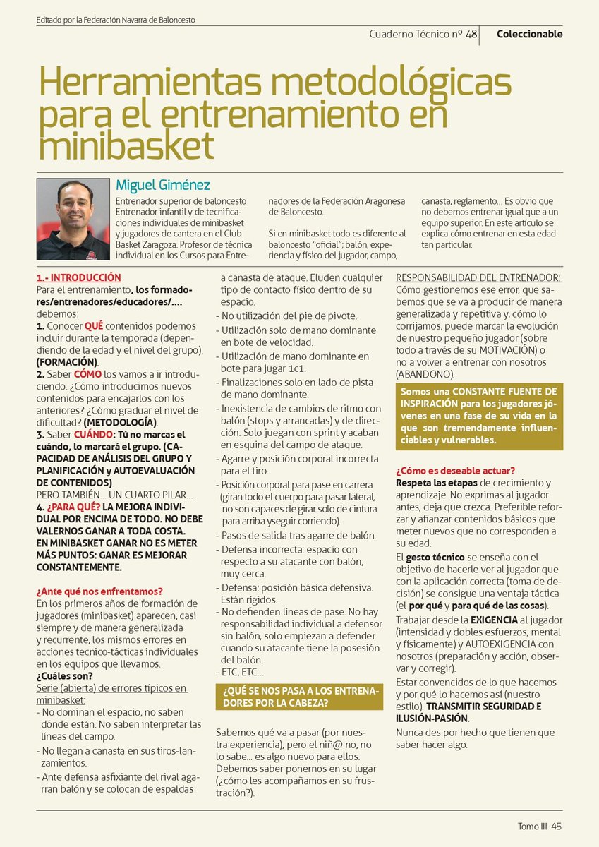 MikeGimenez's tweet photo. Artículo sobre ideas para entrenamiento en #minibasket . #ilovemini (Separata técnica 48 de la @FNBaloncesto ). Descarga PDF: https://t.co/7gvc3owGoT https://t.co/kxopgNlsru