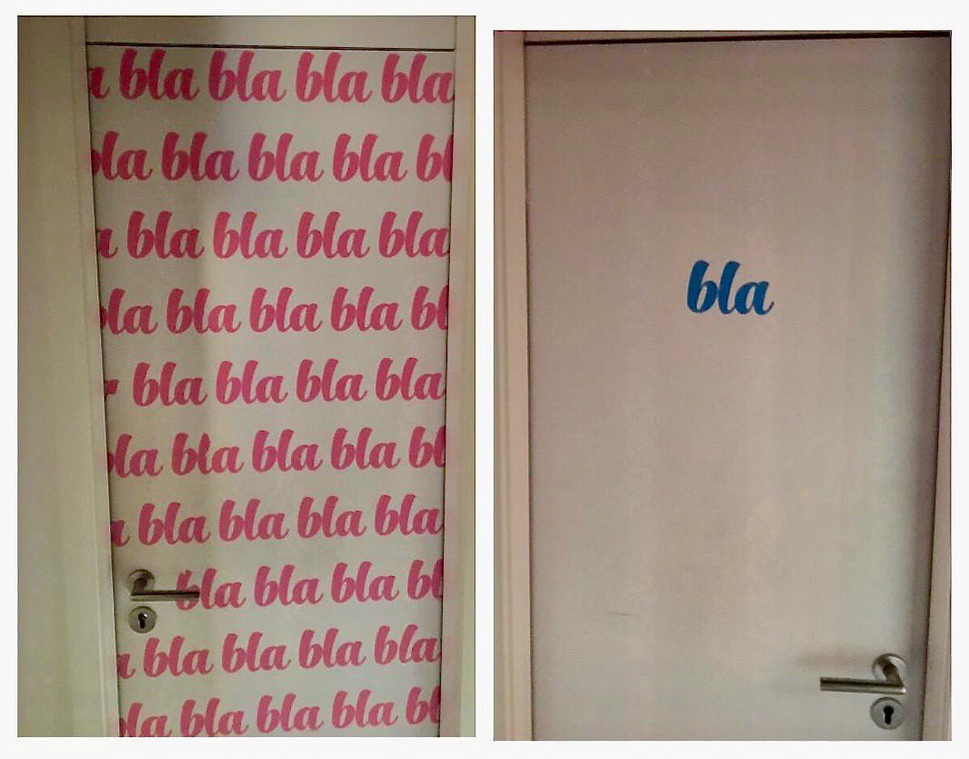 Esou gi Stereotyppe verstäerkt! Wat soll d'Zil dovunner sinn?  
Dat ass d'Opschrëft vun den Toilettendieren aus dem Madame Tussauds Musée vu Berlin.