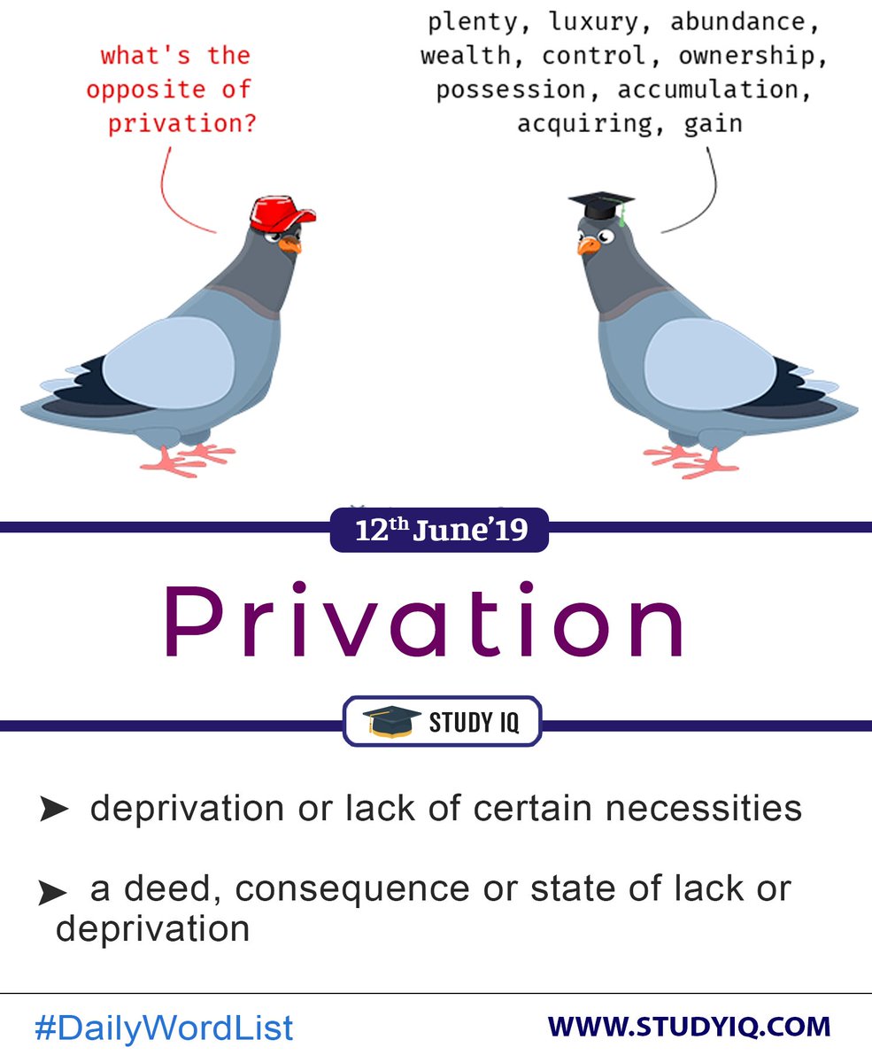 upsciq's tweet photo. #DailyWordList #Privation #EnglishWordList #LearnEnglish #Vocabulary https://t.co/zCvhhRluKw