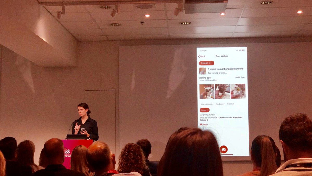 imito_ag's tweet photo. #imitorocks the #HIMSSEurope19 session on Improving Workflows and Engaging Clinicians @himsseurope - @PaminaVictoria demonstrates how imito is simplifying the process for photo and wound documentation for hospital teams in a secure and seamlessly integrated way https://t.co/7jzCv7idvC
