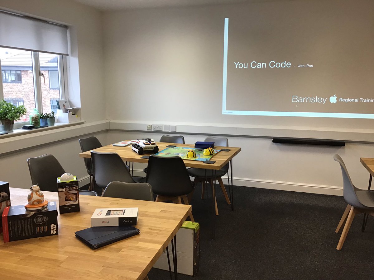 JeniJ22's tweet photo. All set up for our You Can Code RTC event with @mel_4nie @Barnsley_RTC #AppleEdu #WCPSedu https://t.co/9lYDsV28Ao