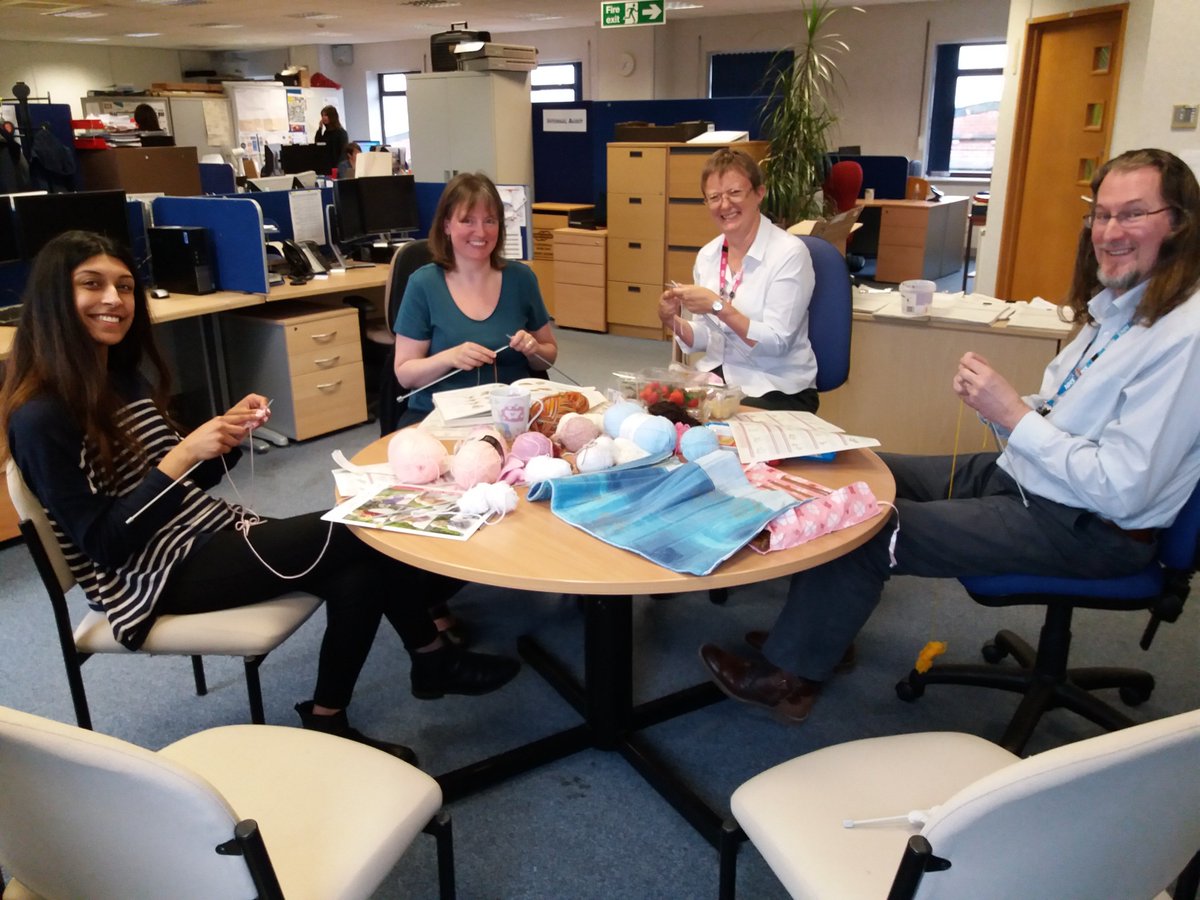 Clinical Audit and NICE team having some Health and Well-being relaxation time yesterday.  Hopefully there will be some scarves by winter! #knitandnatter