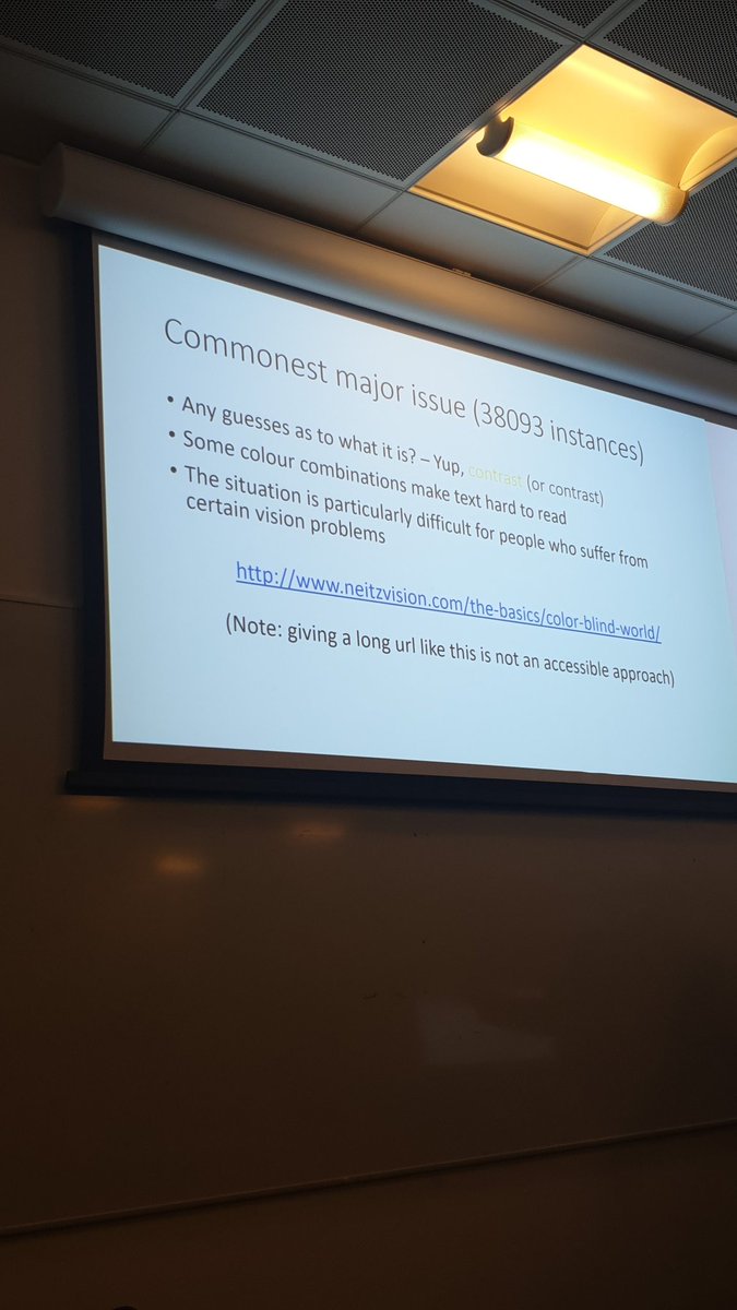 bamyarlow's tweet photo. #UoPLT19 Dr Stephen Webb - our biggest issue foe accessibility in our VLE is contrast - can you read the yellow on white text? https://t.co/IKrukr8VZa
