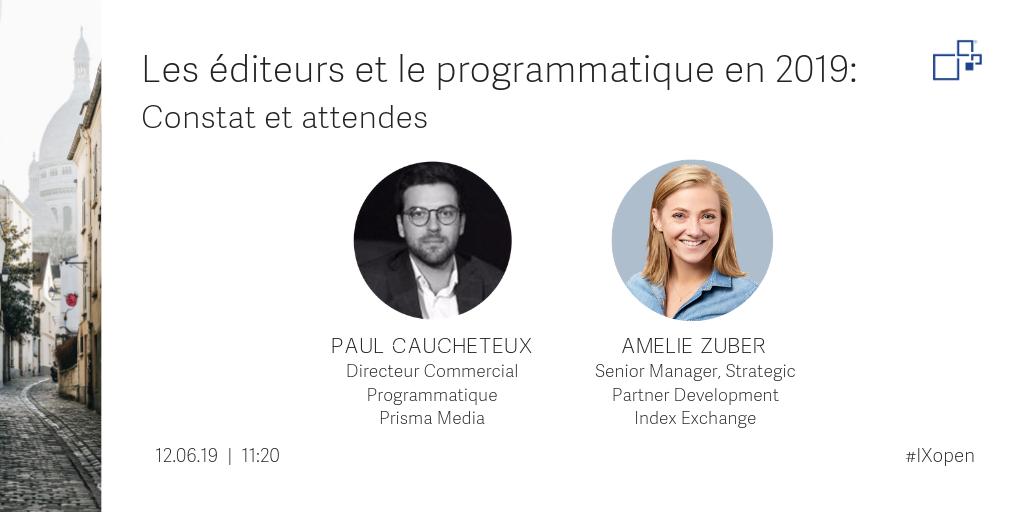 IndexExchange's tweet photo. Amélie Zuber, notre Senior Manager of Strategic Partner Development, et @paulcaucheteux de @PrismaMedia's tous les deux sur scène pour discuter de l'impact du programmatique chez les éditeurs en 2019. #IXopen https://t.co/iIa1IREyAC