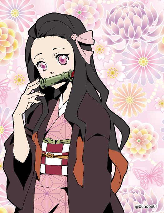 ❀のん✿さんがTwitterに投稿した竈門禰豆子(鬼滅の刃)のイラスト。