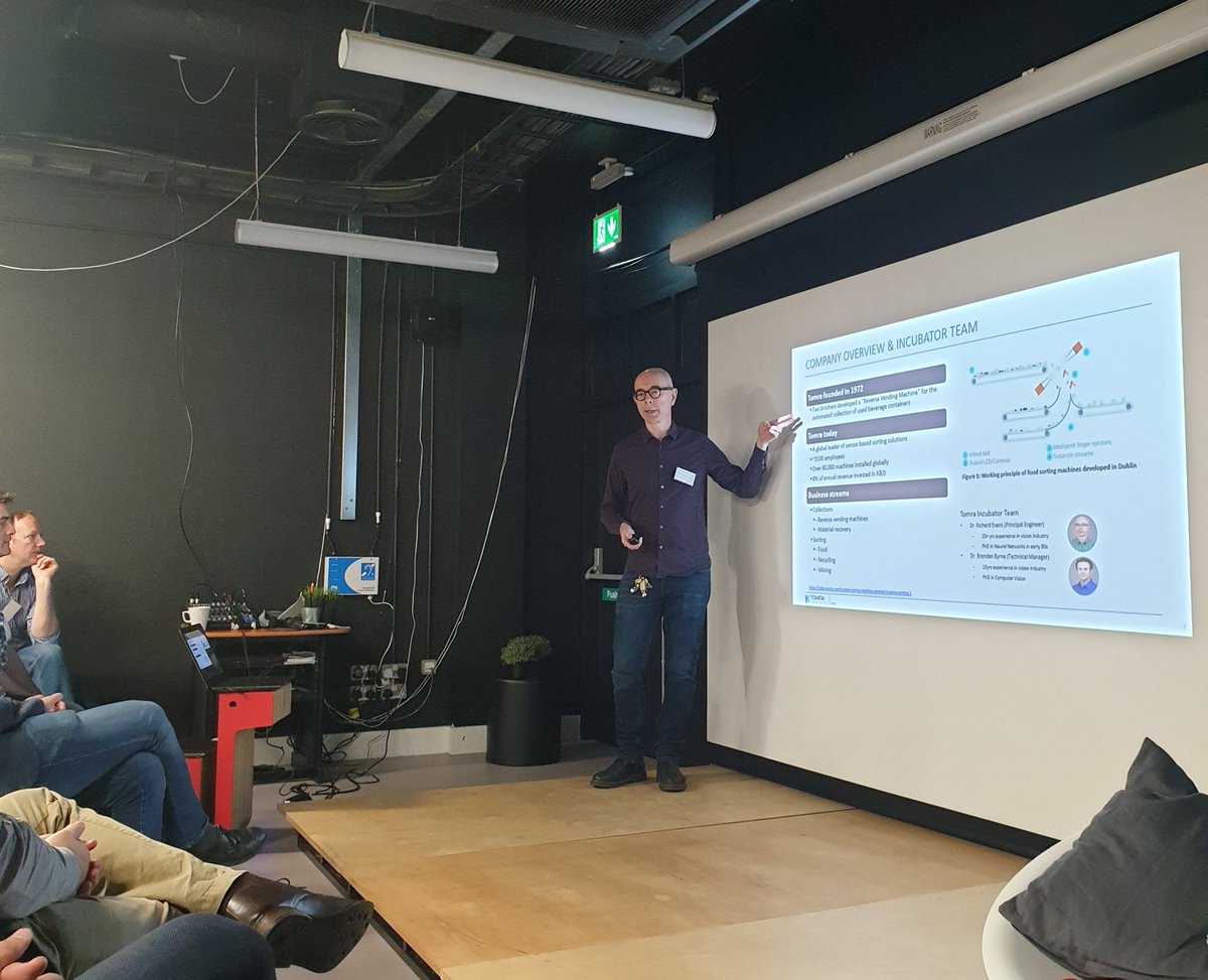 Intel_IRL's tweet photo. Companies who participated in the @IntelMovidius #EdgeAI #EdgeAI Incubator have been sharing some of their innovations and hardware developments utilising #Myriad and #ComputeStick technology - HiData, Retrotech, Tomra Sorting and @evrcm share their updates https://t.co/0qdyPm2MIO