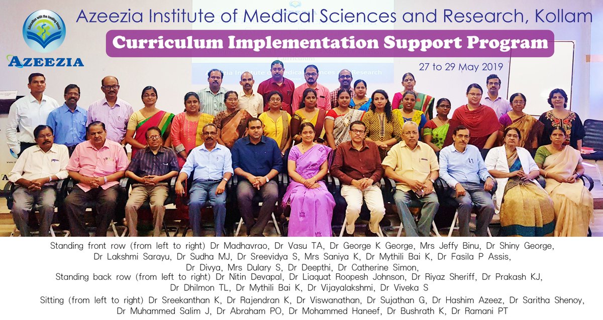 VivekPerjanya's tweet photo. Group Photo of Curriculum Implementation Support Program (CISP) at #Azeezia
Under Nodal Centre for Faculty Development (NCFD), Government Medical College, Kottayam
For the implementation of Competency-Based Medical Education (CBME) from for the next batch of #MBBS https://t.co/VMDn9UPmKq