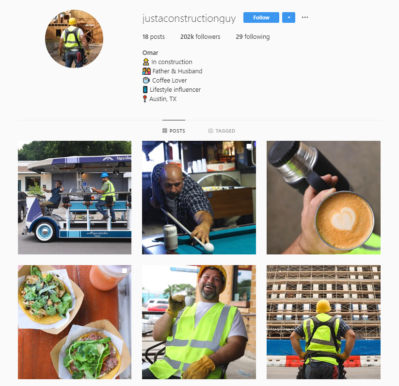 wyeanddean's tweet photo. This guy is knocking 'how to be an influencer' out of the park! #JustAConstructionGuy currently at 202k followers and counting... could he beat the egg?! https://t.co/HECAuvb9Yl #WorldRecordEgg #Influencer #InfluencerMarketing #ThisIsHowToDoIt! https://t.co/B2XGvhJuy6