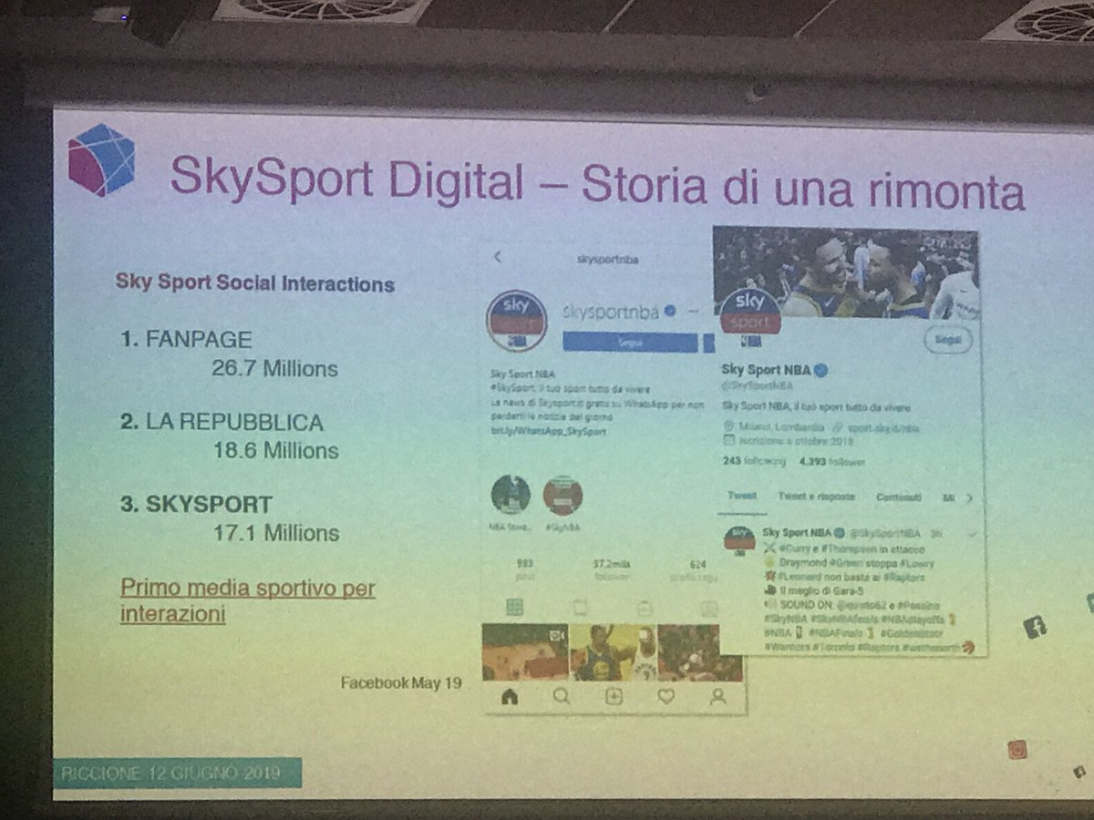 iosonolacora's tweet photo. Nel mese delle #elezionieuropee2019 , @SkySport è la terza testata digital in Italia

Da qui una novità assoluta... newsletter su @WhatsappItalia !

@giudebellis a @SDMfest 
#sportmarketingfest #SDMF2019 https://t.co/LowR28uk4N