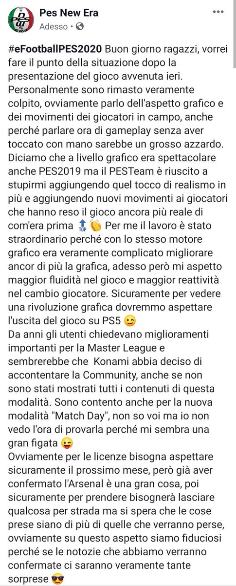PesNewEra_it's tweet photo. Buongiorno ragazzi, di seguito vi riportiamo le impressioni del nostro @Alfy112 dopo la presentazione di #eFootballPES2020 😉💪👉
Per il leggere il post originale cliccate sul seguente link:
https://t.co/iHZVmr1Lh2
Complimenti #PESTeam 👏👑
#VivaPES #PlayingIsBelieving https://t.co/nFUOJxXRUR