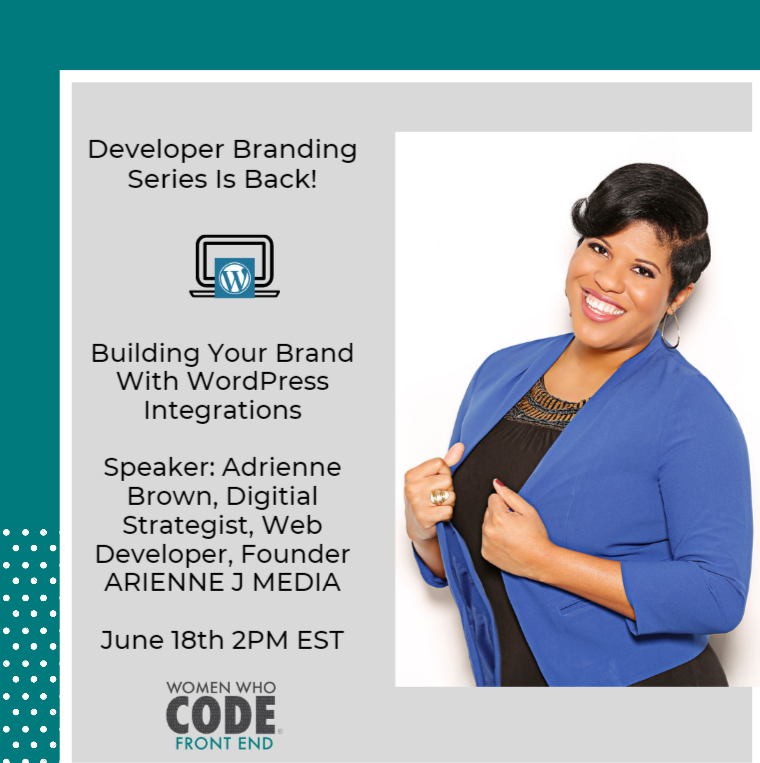 WomenWhoCode's tweet photo. 🤔 Wondering how to build your brand with #wordpress integrations?
👩🏾‍💻 Join @WWCodeFrontEnd for their #Developer #Webinar Series
📍June 18th, 2PM EST

Register now 👉 https://t.co/q2FLrbhQsL https://t.co/JiyB62BRio