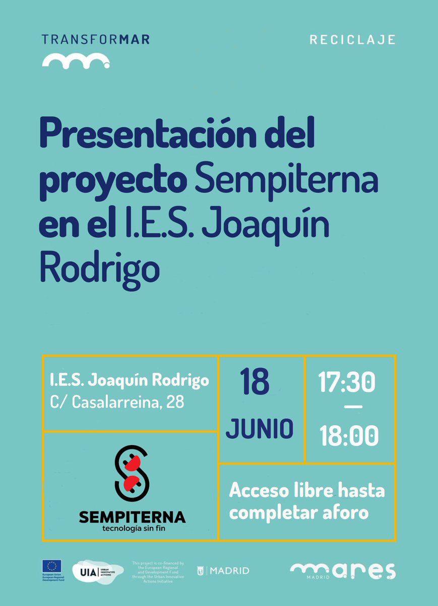 MARES_Madrid's tweet photo. ♻️💻👩🔧La red #Sempiterna, creada por @lakallevallecas y @vortexdimension, se presenta este mes en el @ijoaquinrodrigo de #Vicálvaro y en la Asociación de Vecinos El Pozo en #PuentedeVallecas.
¡Te esperamos! #MARESReciclaje #ProyectoMARES #EconomíaCircular https://t.co/vB7siE9qJo