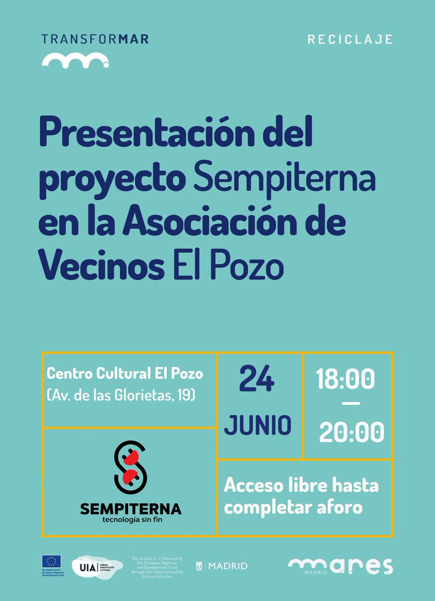 MARES_Madrid's tweet photo. ♻️💻👩🔧La red #Sempiterna, creada por @lakallevallecas y @vortexdimension, se presenta este mes en el @ijoaquinrodrigo de #Vicálvaro y en la Asociación de Vecinos El Pozo en #PuentedeVallecas.
¡Te esperamos! #MARESReciclaje #ProyectoMARES #EconomíaCircular https://t.co/vB7siE9qJo