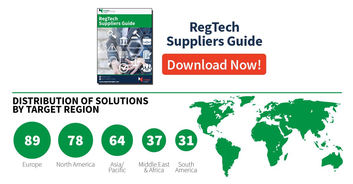 RegTechInsight's tweet photo. If you haven't downloaded this unique RegTech Suppliers Guide yet, now is your opportunity!
https://t.co/hMTREJteC1 #regtech #regulationtechnology #RTIGuides https://t.co/KzUUxTXh6T
