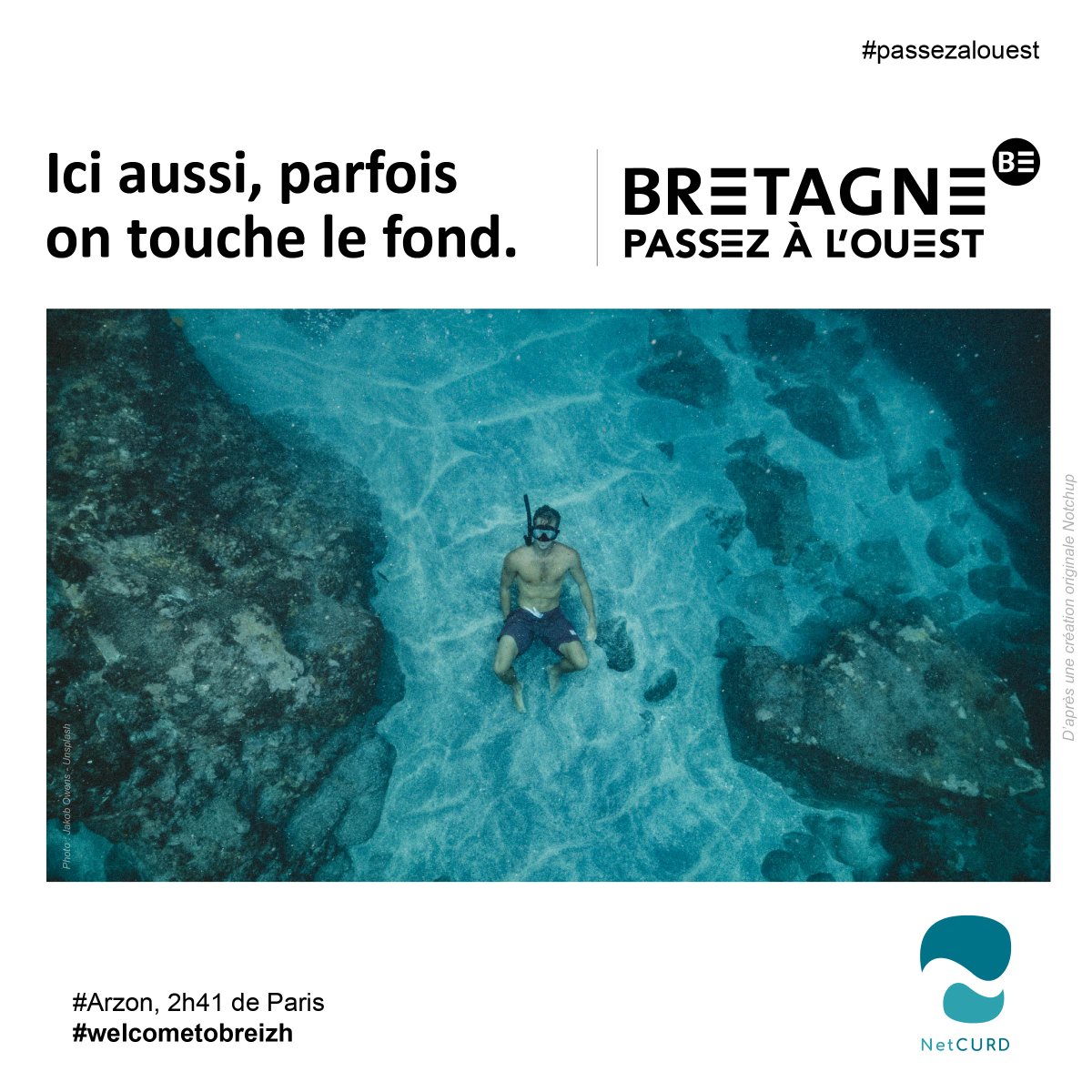 NetCURD's tweet photo. Ici aussi, parfois on touche le fond. #contribution #netcurd à la #campagnedecommunication #passezalouest #partenaire @MarqueBretagne @BretagneBDI #bretagne #breizh #arzon #rennes #nantes #paris https://t.co/BkK0VKHtWs