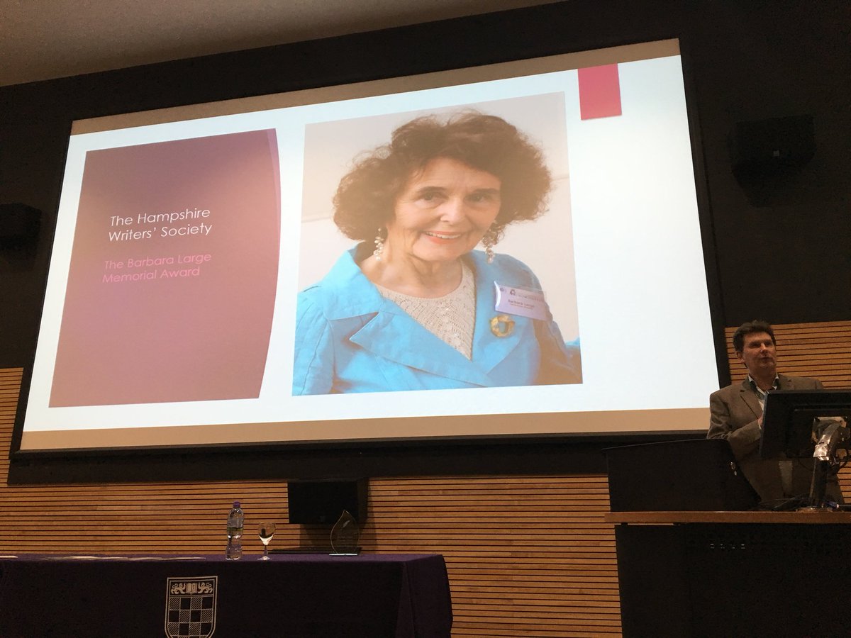 SimonHallNews's tweet photo. What an honour to give the first Barbara Large Memorial Lecture at the Hampshire Writers’ Society. Barbara was a wonderful champion of the writing life, and helped to launch the careers of countless authors. Sadly missed, fondly remembered. 
#amwriting https://t.co/i8e4vPUaBU