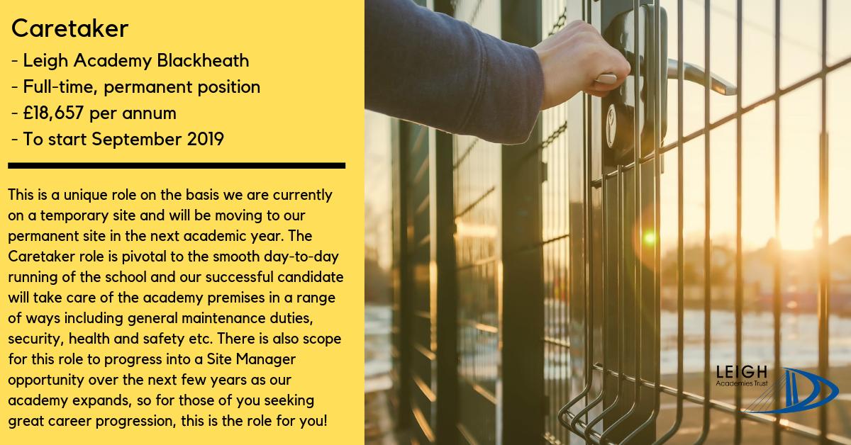 Leigh Blackheath (@leighblackheath) on Twitter photo For more information and to apply: bit.ly/2I9XMvl 
#Caretaker #Jobsinschools #School #Schools #Blackheath #Greenwich #London For more information and to apply: bit.ly/2I9XMvl 
#Caretaker #Jobsinschools #School #Schools #Blackheath #Greenwich #London