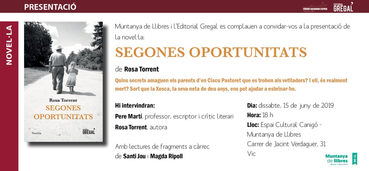 editorialgregal's tweet photo. Bon dia!🌞
A finals de setmana tenim doble sessió de 'Segones oportunitats'. Us esperem divendres a #SantFeliudePallerols i dissabte a #Vic! Que hi vindràs?😊 https://t.co/alLkWgzOwG