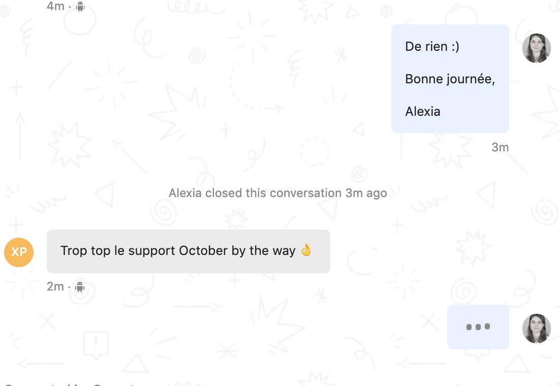 clairejuliard's tweet photo. Tout le plaisir est pour nous 😊 Live feedback d'un prêteur @October_EU à notre dernière recrue dans l'équipe Customer Success 🙏 #ThinkCustomerFirst #KeepTheAnswerTimeBelow7 #NoPressure https://t.co/iOTELT4QWJ