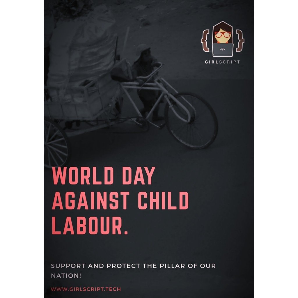 Girlscript1's tweet photo. β¨Don't ask children to take a tool,Instead send them to School.π
#worlddayagainstchildlabour #everychildmatters #stopchildlabour #saynotochildlabour
#giftfromgod #girlscript #girlscript4tech https://t.co/aVKRqxxouT