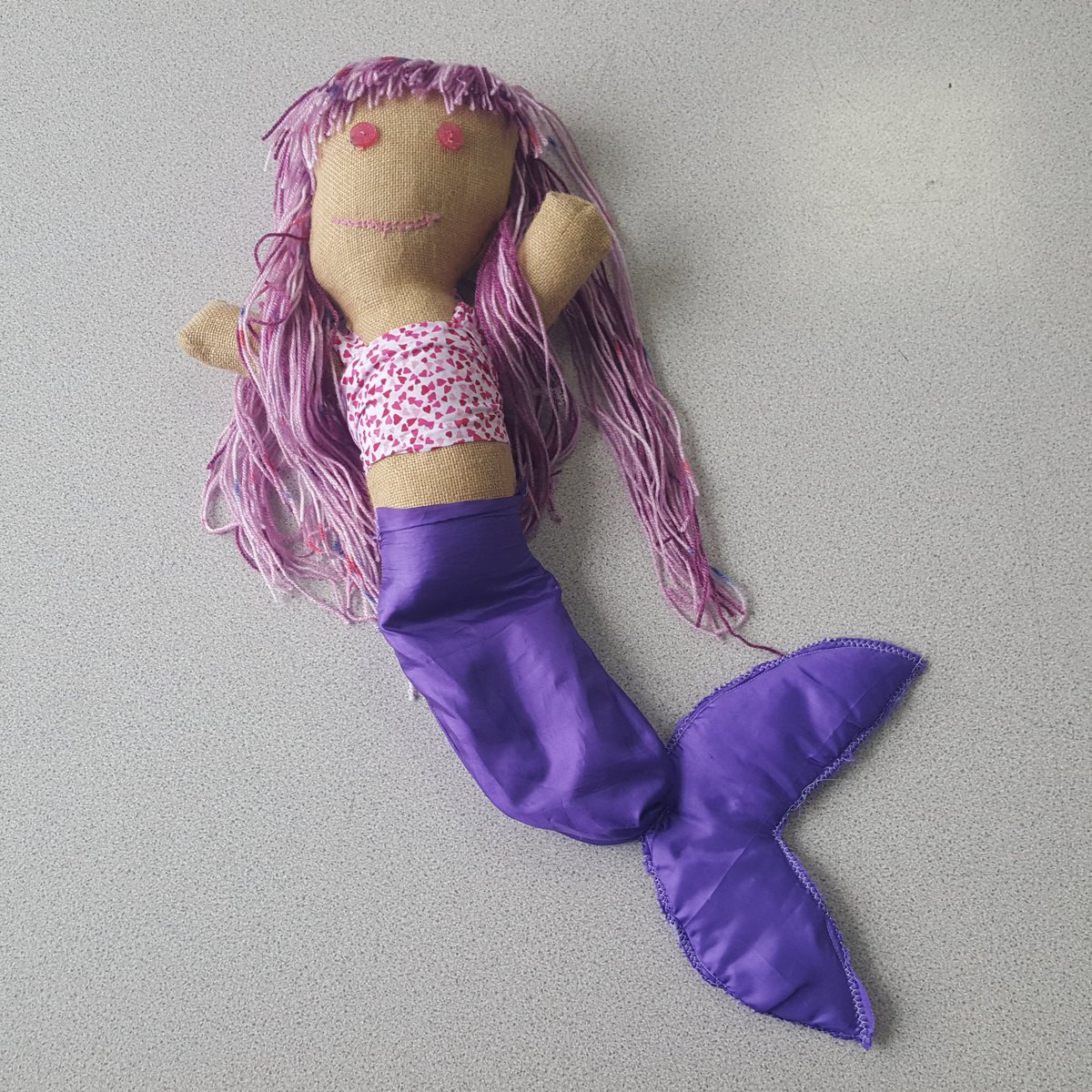 CryptArts's tweet photo. Year 8 character dolls going on display soon.....a mermaid seems appropriate for all this rain #CryptTextiles https://t.co/CMcFgF1i8h