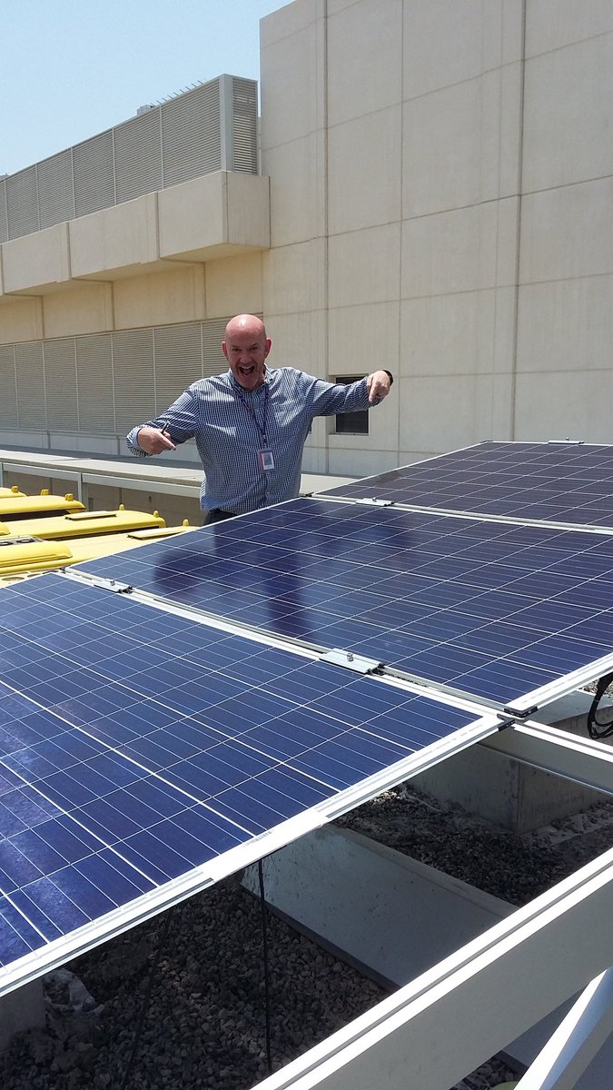 laurence_myers's tweet image. Our very own Sustainable Steve welcoming our new #solar panels courtesy of @expo2020dubai (thank you!) The future is now at @ASDubaiNews! #edchatmena #systemsolutions #nesachat #TeachSDGs #SDGs