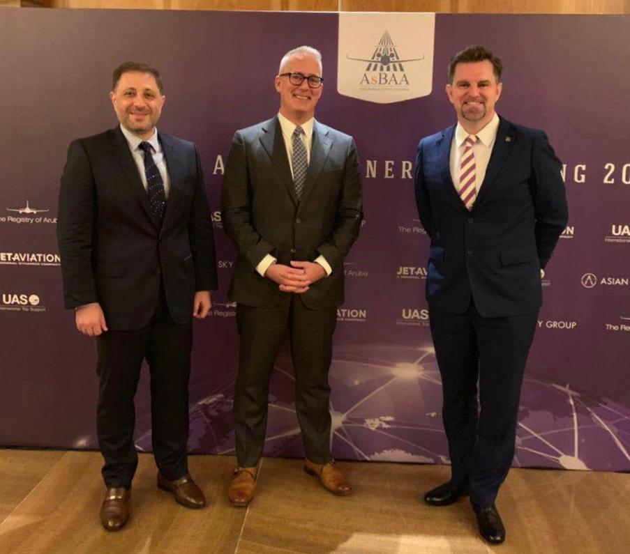 UAS_aero's tweet photo. #UAS_aero Co-Owner/Founder and CEO @ohosari has been announced an @AsianBAA representative on the IBAC Governing Board. Here he is pictured with Kurt Edwards, Director General of IBAC and Mike Walshe of #AsBAA at the AsBAA AGM #SingaporeAviationWeek #LeadingTheIndustry https://t.co/5rQHeZqtbl
