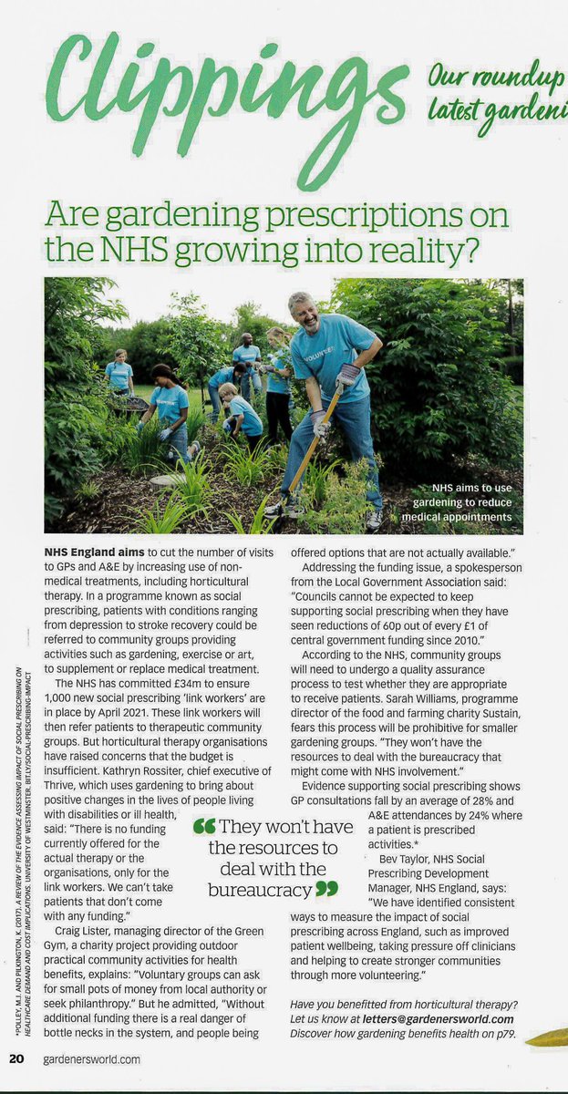 Are gardening prescriptions on the NHS growing into reality? Keep an eye out for us in this month's <a href="/GWmag/">BBC Gardeners' World Mag</a> talking about the prospect of horticultural therapy being available on the NHS via social prescribing.
#NHS #gardening #socialprescribing #wellbeing #GardenersWorld