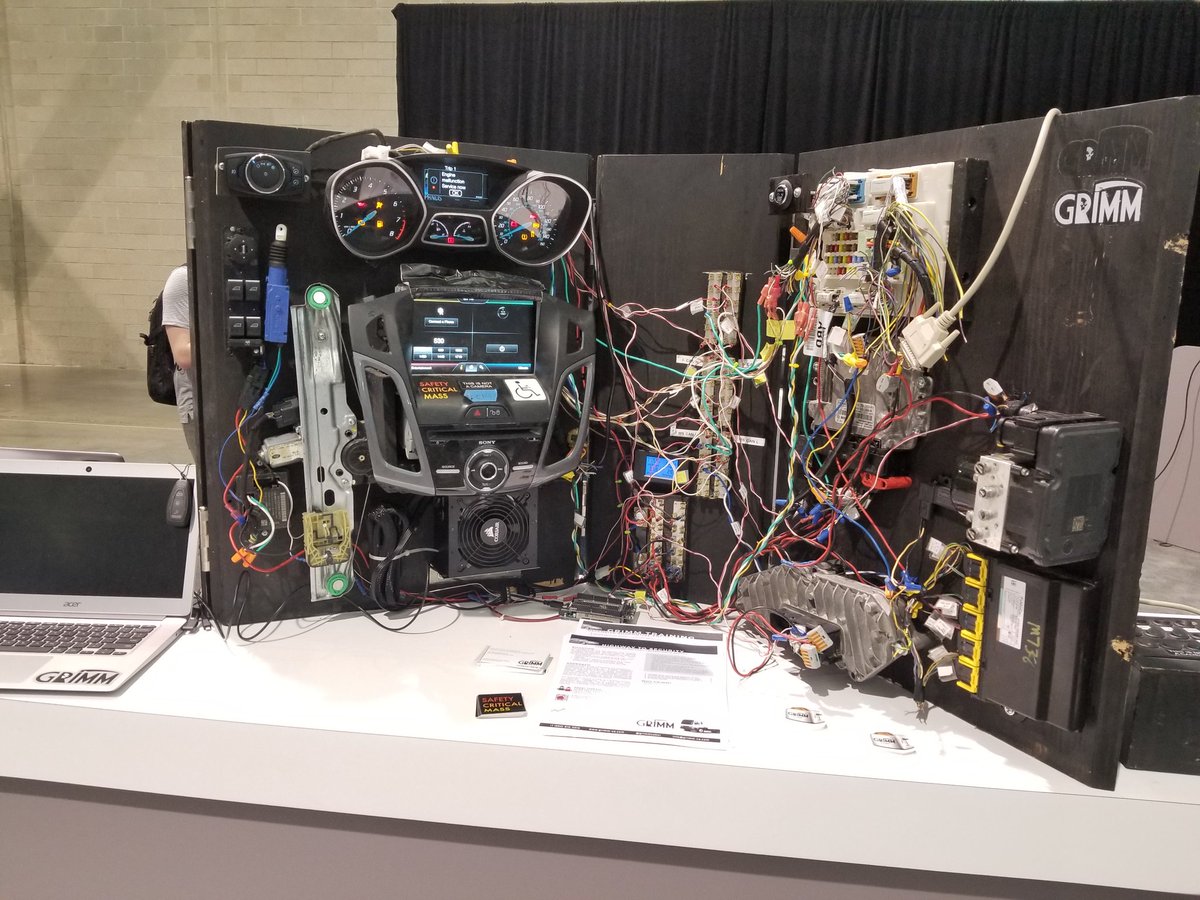 Look under the hood at automotive technology and see the security risks that can arise. <a href="/sndkttn/">snd kttn</a> can show how to reverse-engineer the embedded software to send false messages to drivers.  Visit the #CyberSafetyVillage at #LiveWorx  /cc <a href="/grimmcyber/">GRIMM Cyber</a> <a href="/iamthecavalry/">I am The Cavalry</a>