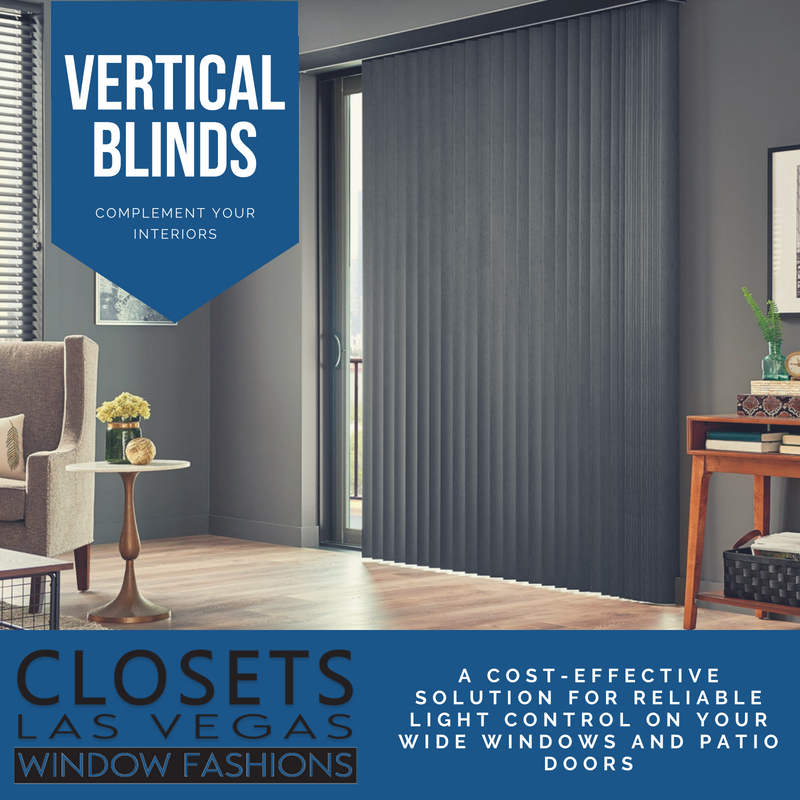 Vertical Blinds are a cost-effective solution for light control on your wide windows &amp; patio doors. Whether you like fabric, vinyl or sheer, our blinds are available in a wide range of colors &amp; materials.
🖼
#WindowWednesday #ClosetsLasVegas #VerticalBlinds #Blinds