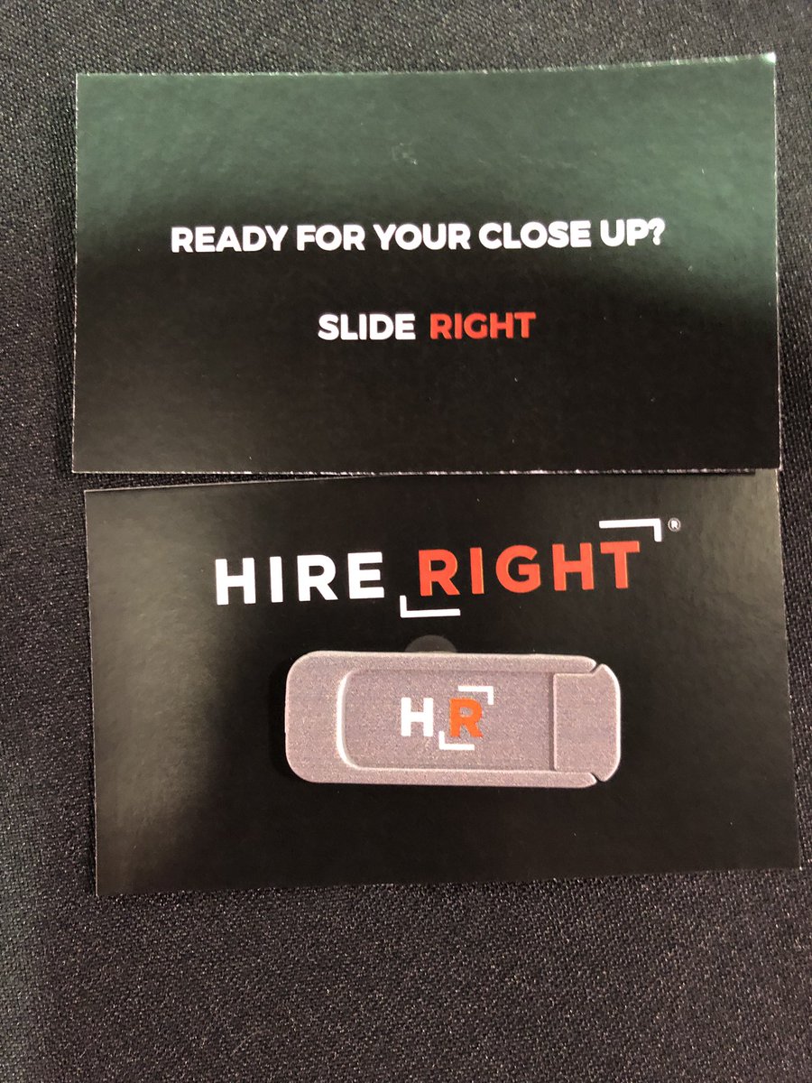 MattGIS's tweet photo. NRF Protect expo opens in 30 minutes. We have web cam covers RIGHT here at booth 304. We also have a slick solution to streamline your screening program.  #NRFPROTECT #atTHEparty @TheHireRightGrl @HireRight https://t.co/w57oDFw6sO