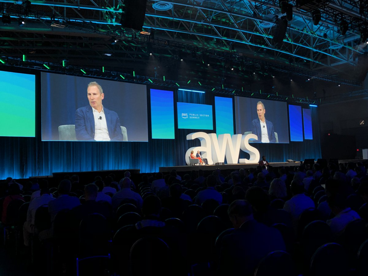 AWSonAir's tweet image. Commenting on Public Sector customers, “the power of their missions require us to innovate fast”, says Andy Jassy, CEO, AWS. #AWSPSSummit DC.