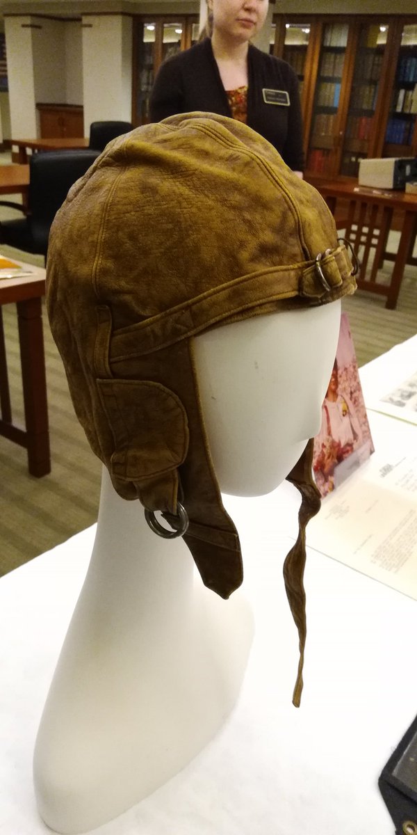 tanganniew's tweet photo. Of course, visited the Purdue archives during our visit! Pictured: one of Amelia Earhart's helmets from her Transatlantic flight. #ArchivesNerd #ALI19 #archives #libraries https://t.co/WckBBRcGGw