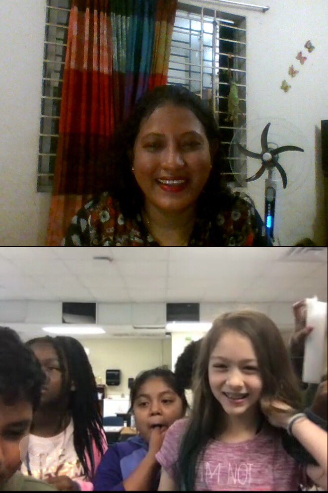 HaqueRaihana's tweet photo. What a funny Skype session with USA 🇺🇸#Skype2learn #Skypeclass #MieExpert #MicrosoftEdu thanks Katie Billig! https://t.co/E5FKRQ0N0o