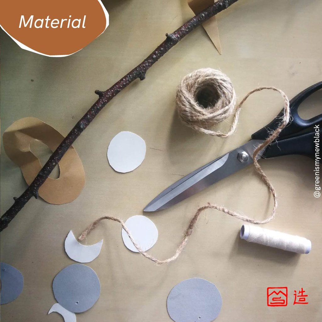 Eco-crafting for beginners! Our maker Jojo did this #DIY #FengShui Mobile with collected wooden sticks and some paper scraps.

It's so easy to decorate your room in a sustainable way! Just give it a try!
#BuyNothing #MakeSmthng