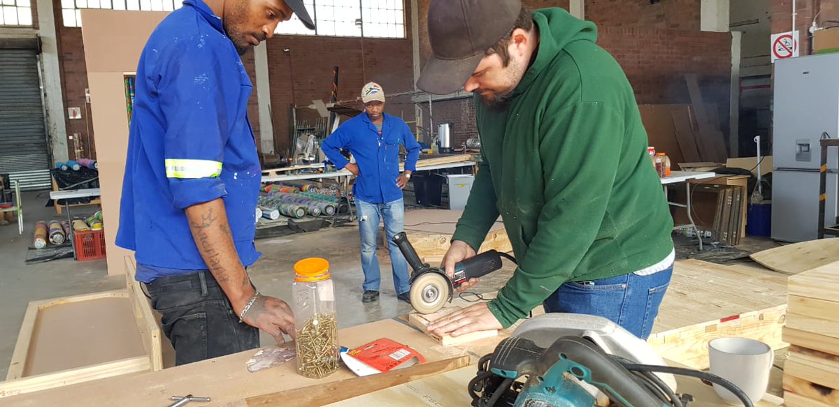 ReCreationSA's tweet photo. Our team is busy bringing our children's drawings to life. We cant wait for their performance on Saturday!

@sa_nlc funded

#TheTrinitySession @PlayAfricaCM #ReCreationspaceSA #SparkGallery #ChildrensTheatre #SetDesign #SetBuilding #Theatre #Play #PlaceMaking #Youth https://t.co/f5BRRWocqH