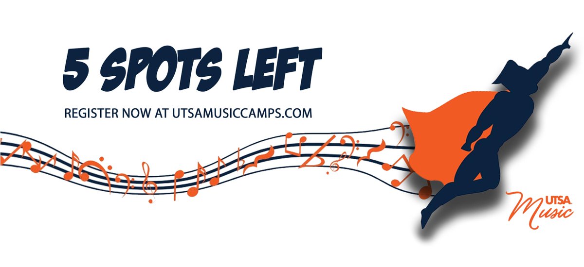 utsachoircamp's tweet image. ‼️Only 5 spots remain for the 2019 UTSA All-State Choir Camp!‼️

Register now at utsamusiccamps.com!