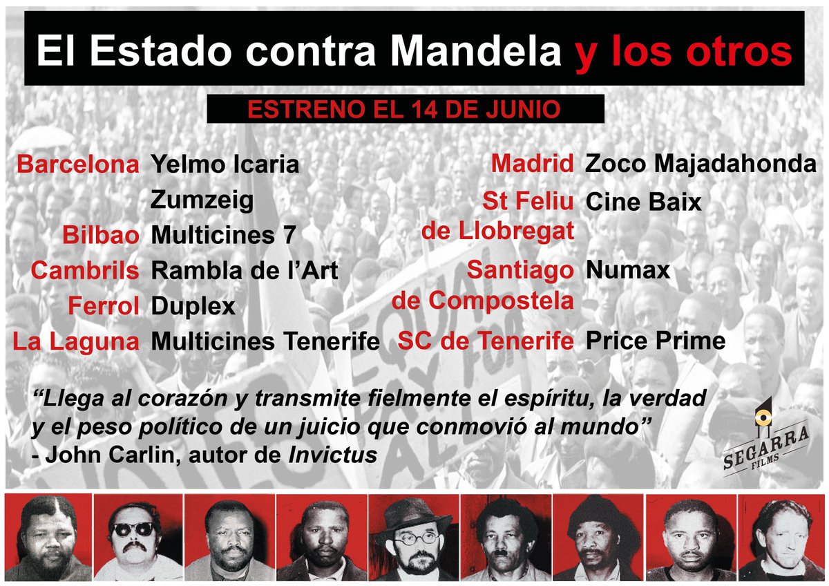 SegarraCine's tweet photo. Aquí os dejamos los cines donde podréis ver EL ESTADO CONTRA MANDELA Y LOS OTROS a partir de este viernes🎟️ ¡No os la perdáis! https://t.co/NP9LEBFdks