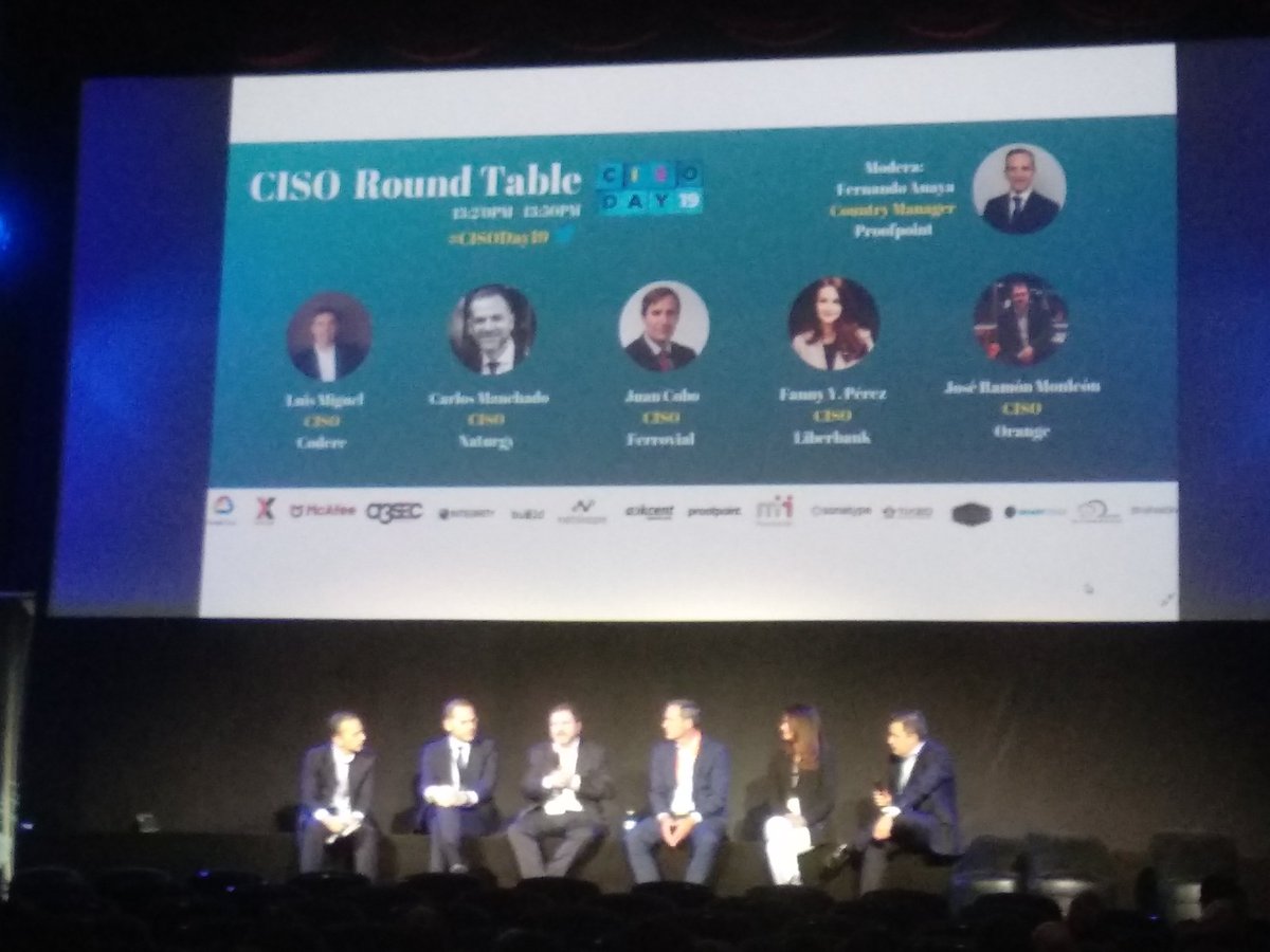 xhidalgo66's tweet photo. Codere, Naturgy, Ferrovial, Liberbank, Orange 
La protección de la información. Cómo traducir a lenguaje ejecutivo la necesidad de inversión en ciberseguridad. 
#CISODay2019 https://t.co/NTbemwiMqW